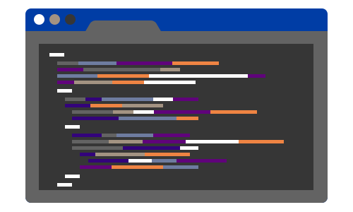 A graphic depicting a screen that someone might see when writing computer code.